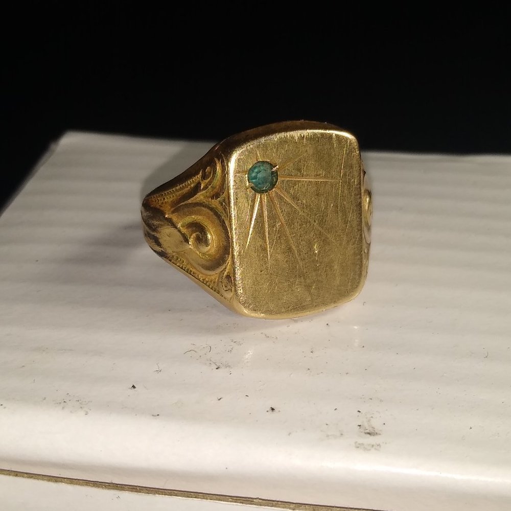 18k Gold Mens Art Deco Ring